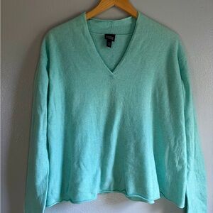 Eileen Fisher Aqua V-Neck Sweater‎